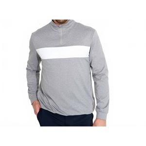 NEW ABACUS ROW club midlayer half-zip pullover in light grey melange